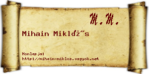 Mihain Miklós névjegykártya